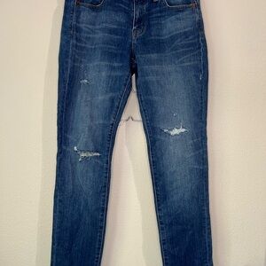 Madewell Blue The Slim Boyjean with Modern Distressing